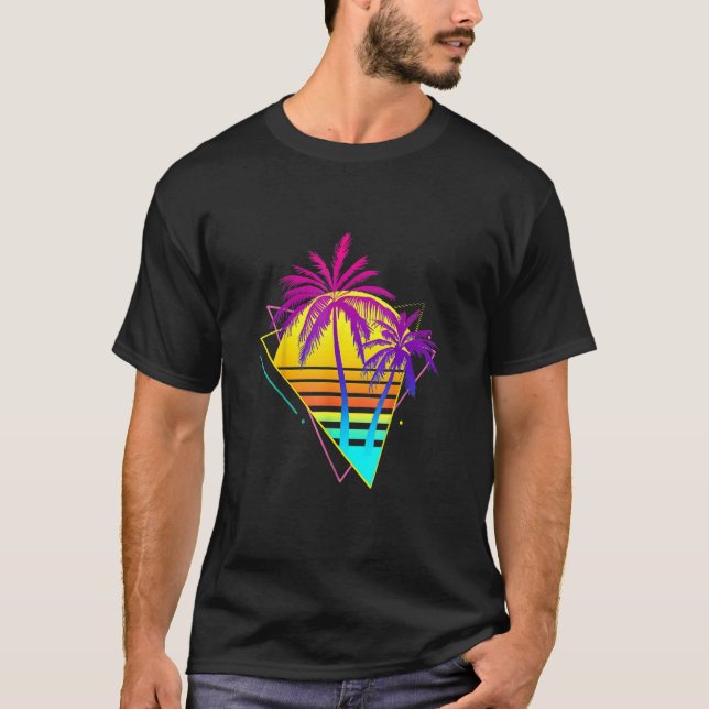 Beautiful Retro 80s 90s Vaporwave Tropical Sunset  T-Shirt (Front)