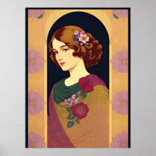 Beautiful, retro,art deco,1930s lady portrait,chic poster