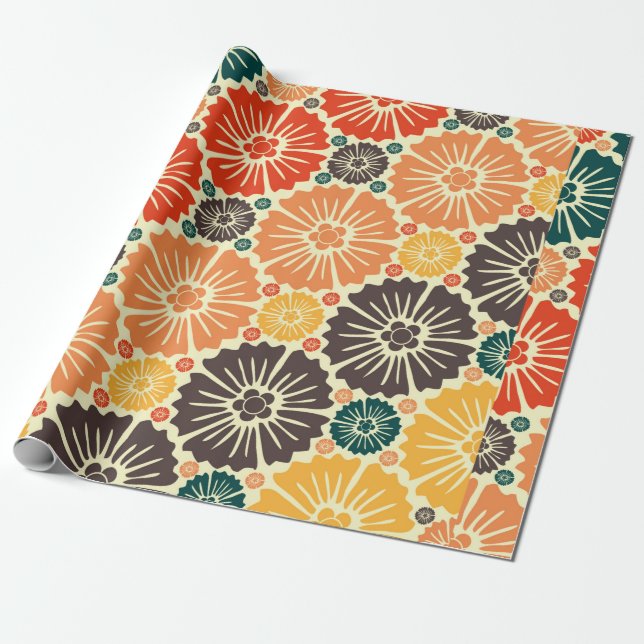 Beautiful retro art nouveau wrapping paper (Unrolled)