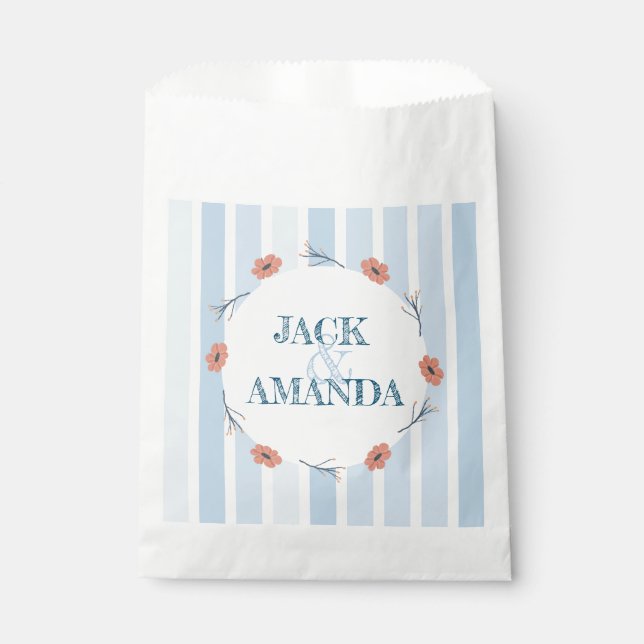 Beautiful Retro Baby Blue Wedding Favor Bags (Front)