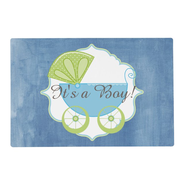 Beautiful Retro Baby Carriage Baby Shower Placemat (Front)