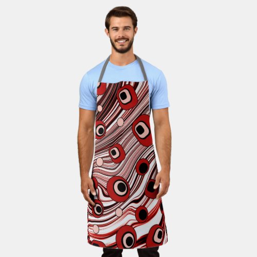 Beautiful Retro Colorful and Groovy Wavy Pattern  Apron