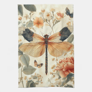 Beautiful retro Dragonfly, Butterfly Kitchen Towel