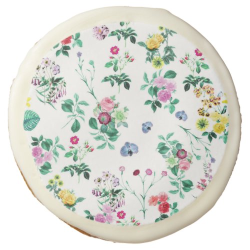 Beautiful retro floral art sugar cookie