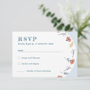Beautiful Retro Floral Wedding RSVP Cards
