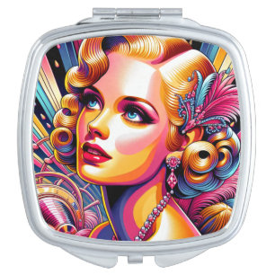 Beautiful Retro Hollywood Actress Bygone Era 1950s Compact Mirror