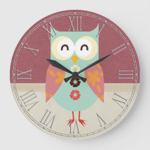 Beautiful Retro Owl Large Clock