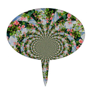 Beautiful retro pink red roses watercolor floral cake topper