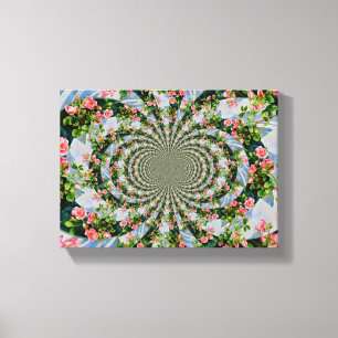 Beautiful retro pink red roses watercolor floral canvas print