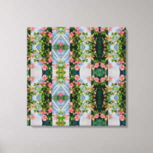 Beautiful retro pink red roses watercolor floral canvas print