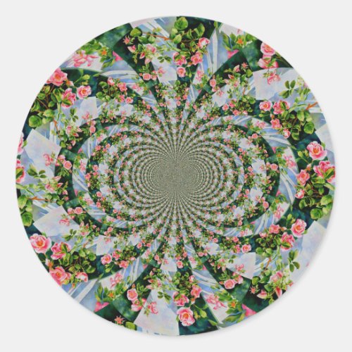 Beautiful retro pink red roses watercolor floral classic round sticker