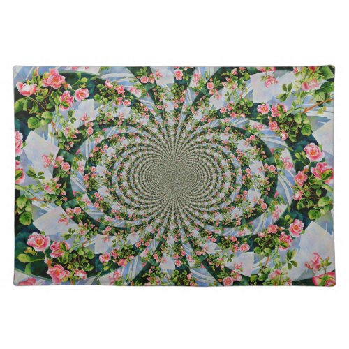 Beautiful retro pink red roses watercolor floral cloth placemat
