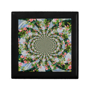 Beautiful retro pink red roses watercolor floral gift box