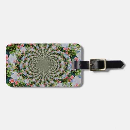 Beautiful retro pink red roses watercolor floral luggage tag
