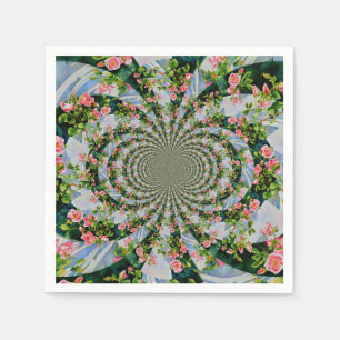 Beautiful retro pink red roses watercolor floral paper napkins