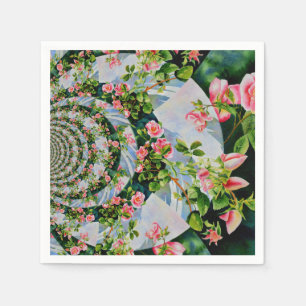 Beautiful retro pink red roses watercolor floral paper napkins