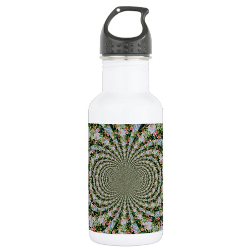 Beautiful retro pink red roses watercolor floral water bottle