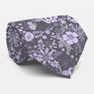 Beautiful retro style blue pastel floral pattern neck tie