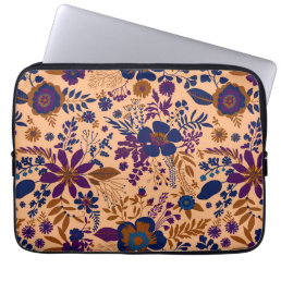 Beautiful retro style orange pastel floral pattern laptop sleeve