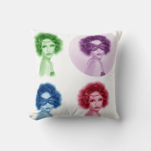 beautiful retro woman portrait at party throw pillow