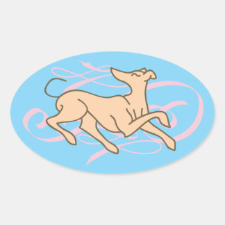 Beautiful Ribbon Hound Oval Sticker