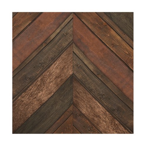 Beautiful Rich Brown Wood Chevron Pattern Wood Wall Art
