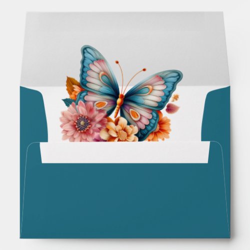 Beautiful Rich Teal Fall Colors Butterfly Envelope
