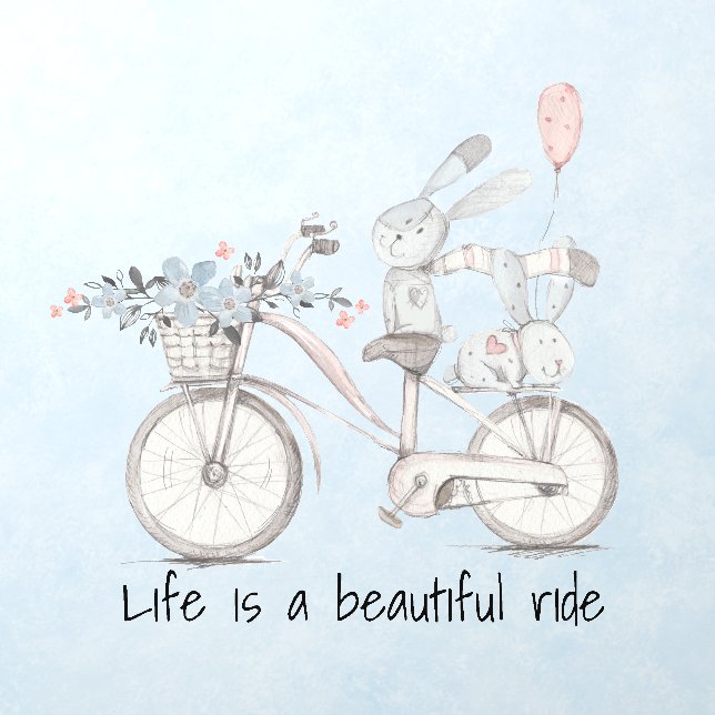Beautiful Ride Bike with Sweet Bunnies  Wall Decal (Insitu 1)