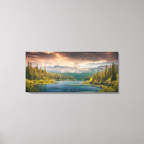 Beautiful river mountains nature landscape canvas print