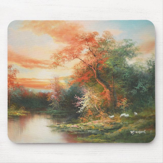 Beautiful river scene at sunset mouse pad (Front)