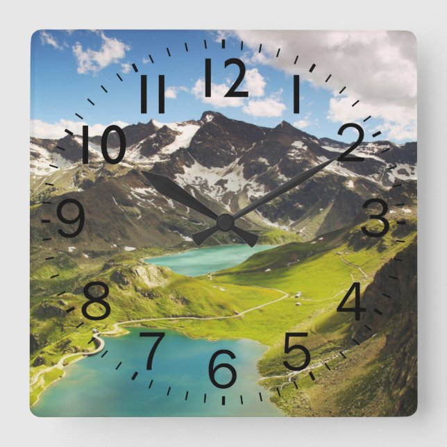 Beautiful Rocky Mountain and Streams scene Square Wall Clock (Front)