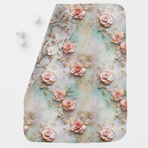 Beautiful Romantic Blush Pink Romantic Roses Baby Blanket