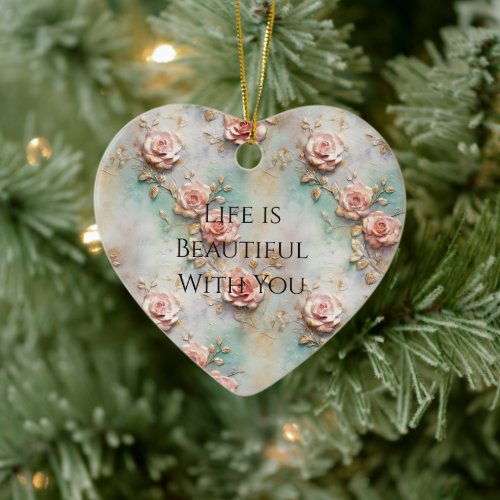 Beautiful Romantic Blush Pink Romantic Roses Ceramic Ornament