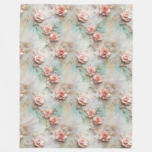 Beautiful Romantic Blush Pink Romantic Roses Fleece Blanket