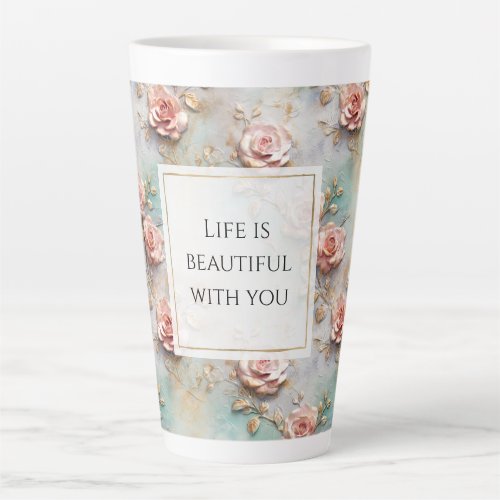 Beautiful Romantic Blush Pink Romantic Roses Latte Mug