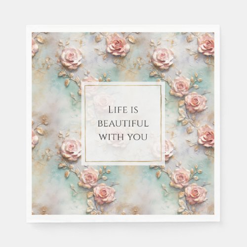 Beautiful Romantic Blush Pink Romantic Roses Napkins