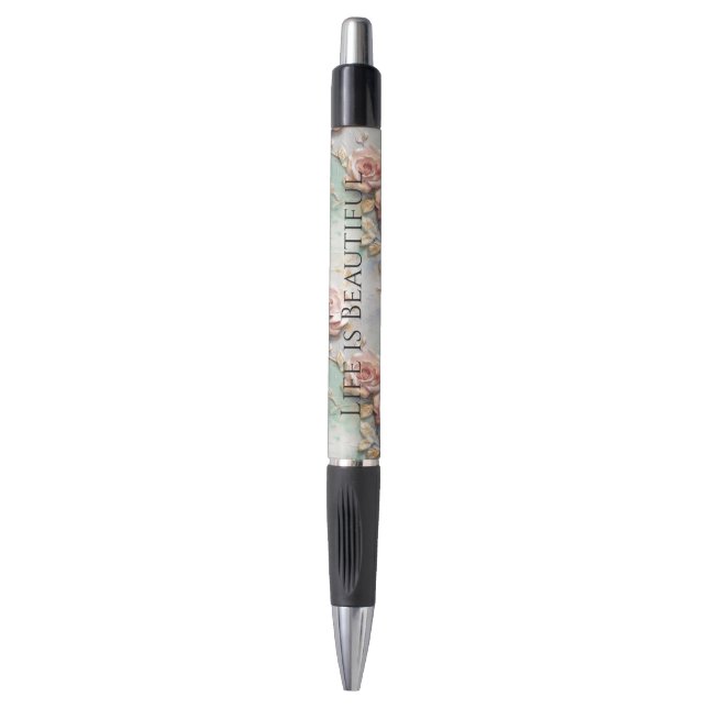 Beautiful Romantic Blush Pink Romantic Roses Pen (Front Vertical)