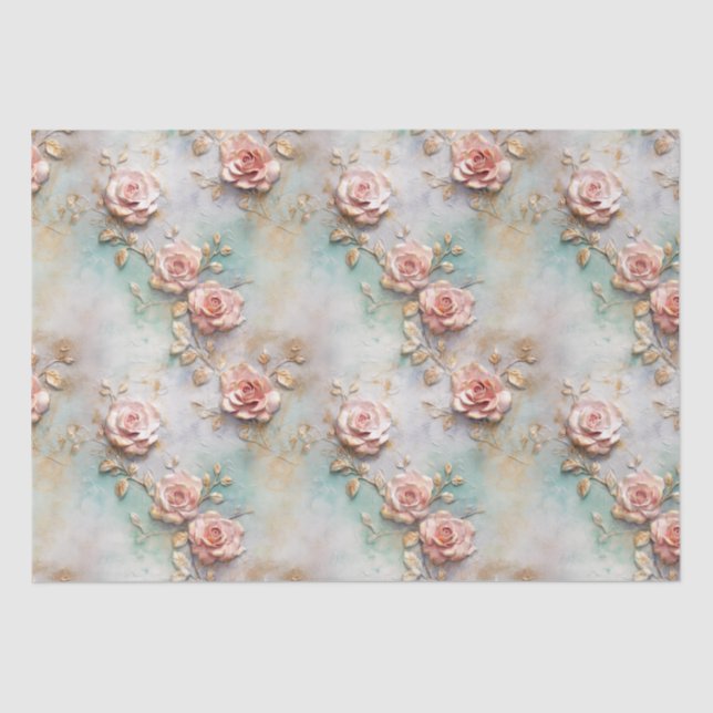 Beautiful Romantic Blush Pink Romantic Roses Tissue Paper (Front)