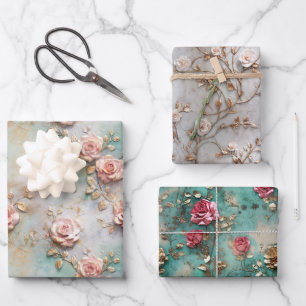 Beautiful Romantic Blush Pink Romantic Roses Wrapping Paper Sheets