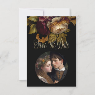 Beautiful Romantic Dark Old World Floral RSVP Card
