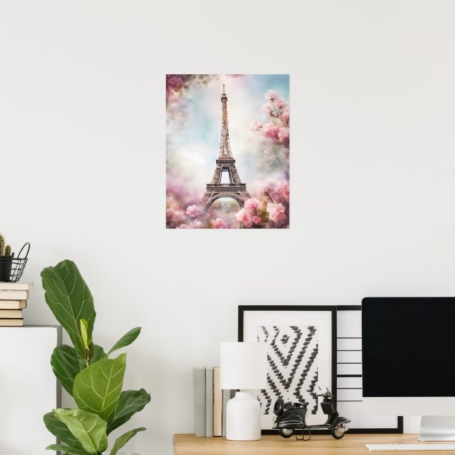 Beautiful Romantic Eiffel Tower Paris Poster (Home Office)