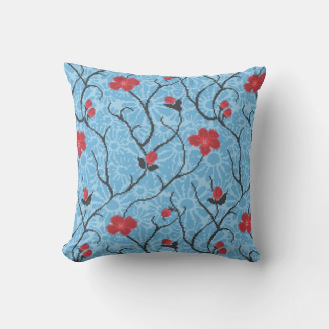 Beautiful romantic Girly red floral Outdoor Pillow (Front)
