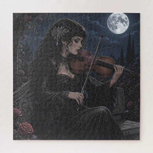 Beautiful Romantic Gothic Beauty Playing Viola   Jigsaw Puzzle (Vertical)