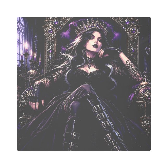 Beautiful Romantic Gothic Queen Metal Print (Front)