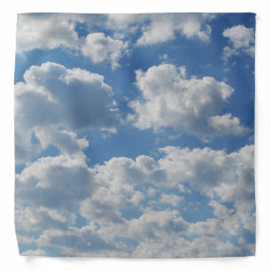 Beautiful Romantic Light Blue Sky Fleecy Clouds Bandana