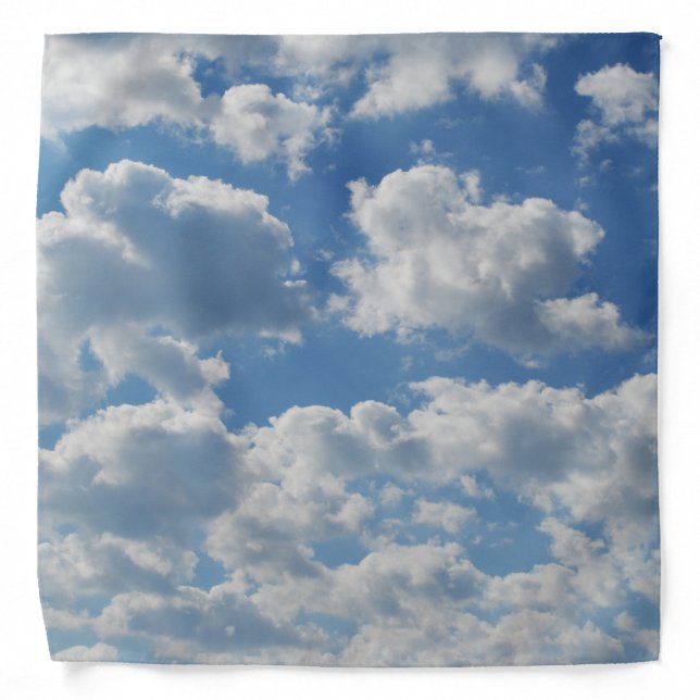 Beautiful Romantic Light Blue Sky Fleecy Clouds Bandana (Front)