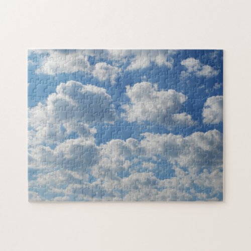 Beautiful Romantic Light Blue Sky Fleecy Clouds Jigsaw Puzzle