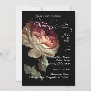 Beautiful Romantic Old World Painted P1ink Flower Invitation