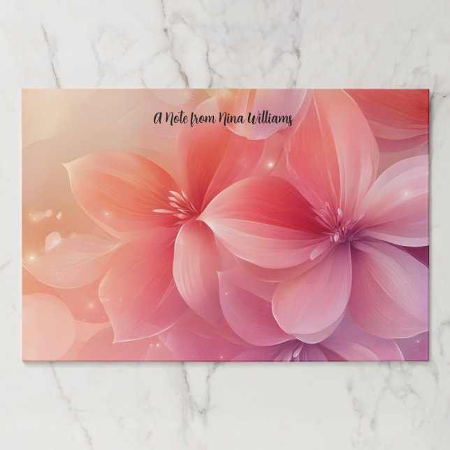Beautiful Romantic Pink Flower Paper Pad (Front)