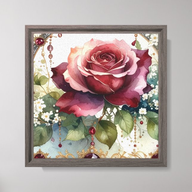 Beautiful Romantic Red Rose Art Canvas Print (Front)